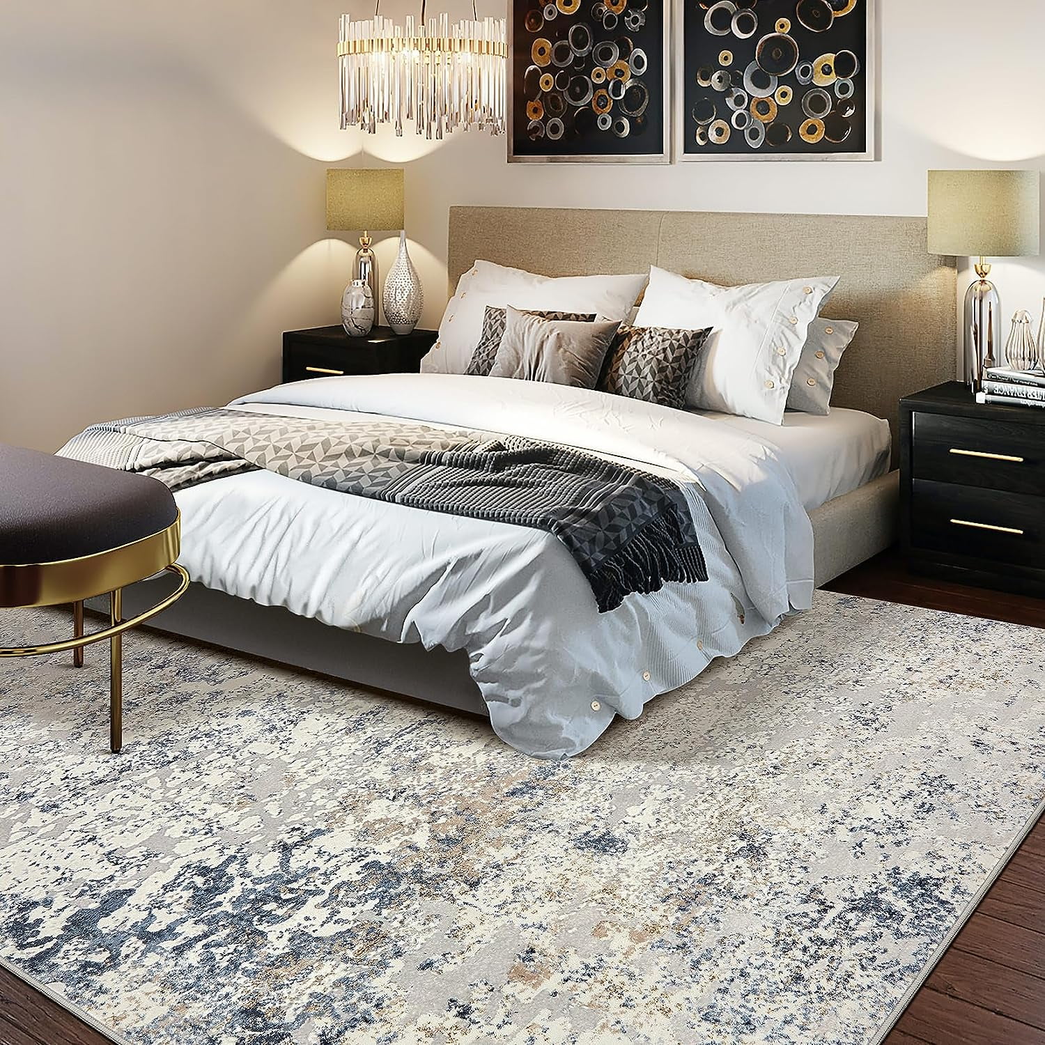 Toyoso Area Rug Living Room Rugs - 6x9 Large Soft Indoor Neutral Modern Abstract Low Pile Washable Rug Carpet for Bedroom Dining Room Farmhouse Home Office -