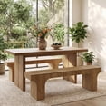 thumbnail image 4 of Finmind 63" Wood Bench, Long Farmhouse Dining Bench for Kitchen Table, Rustic Entryway Bench for Hallway, Living Room, Bedroom, Natural Brown, 4 of 7