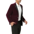 thumbnail image 4 of MODA NOVA Big & Tall Men's Velvet Blazer Slim Fit Wedding Party Suit Jacket Red S, 4 of 6