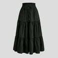 thumbnail image 2 of GEWSEY Women's Flowy Maxi Skirt Summer Pleated High Waisted Ruffle A-Line Casual Long Skirts with Pockets (Black, L), 2 of 3