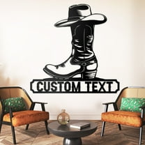 KAINSY Personalized Western Wall Decor Metal Signs, Rustic Cowboy Hat & Boot Silhouette, Cowboy Metal Name Sign Customized, Vintage Howdy Wall Art Gifts for Home Bedroom Speakeasy Decor Color07
