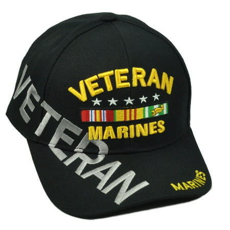 U.S United States Marines Corps Veteran Vet Adjustable Black Hat Cap
