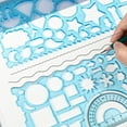 thumbnail image 4 of 2 Pcs Étudiant Ruler Papeterie Drawing Multifonctionnelle Géométrie Ajourée Ruler avec Protracteur pour École, 4 of 7