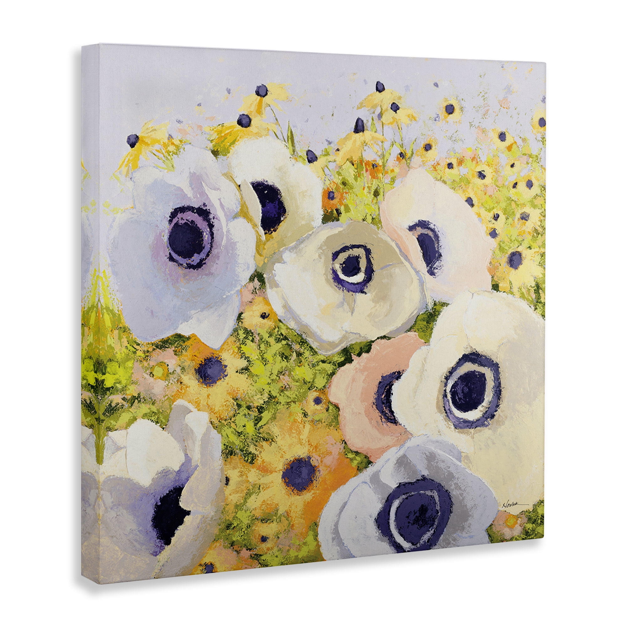 Stupell Industries Pastel Poppy Field Plants & Flowers Painting Wrapped Canvas Art Print Wall Art, 17 x 17