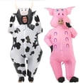 thumbnail image 2 of Pink Cute Pig Inflatable Costume Adult Cosplay Cow Funny  Inflatable Suit Halloween Carnival Animal Themed Party Costume Prop,Height 59"–74.8",cow, 2 of 7