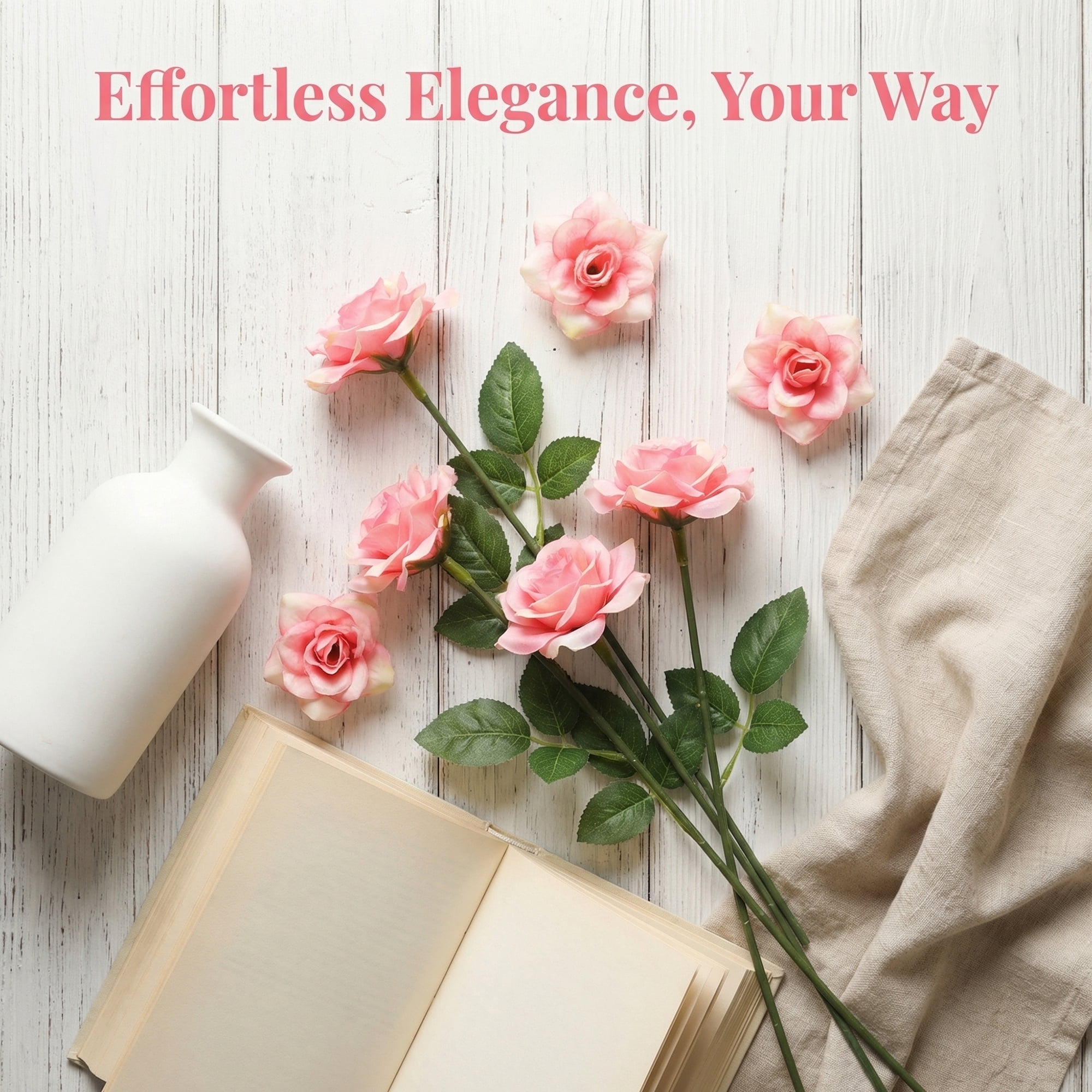 Unique Bargains Artificial Roses Bouquet Silk Rose with Detachable Flower [Light Pink]