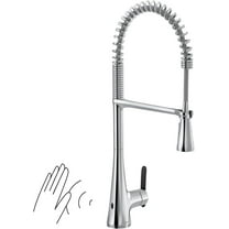 Moen S5235EWC Sinema Chrome Single-Handle Touchless High Arc Pulldown Kitchen Faucet, Spring Kitchen Sink Faucet with Pulldown Sprayer Head and Wave Motion Sensor