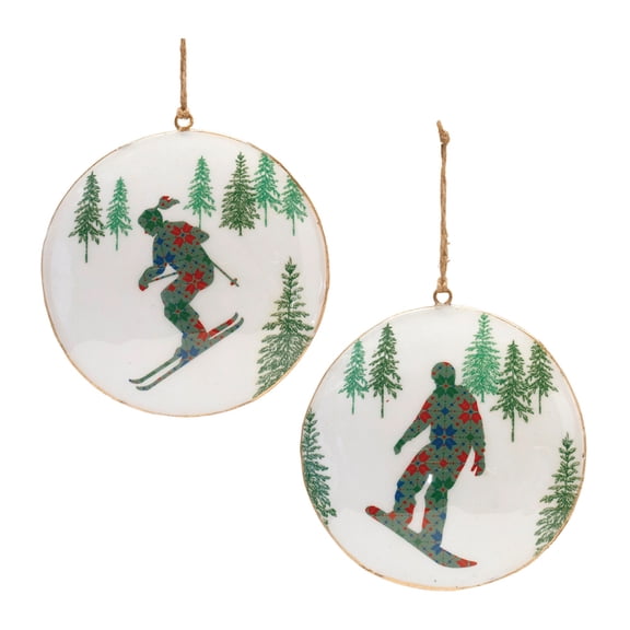 Melrose International LLC Ski and Snowboard Disc Ornament (Set of 6) 6"H Iron