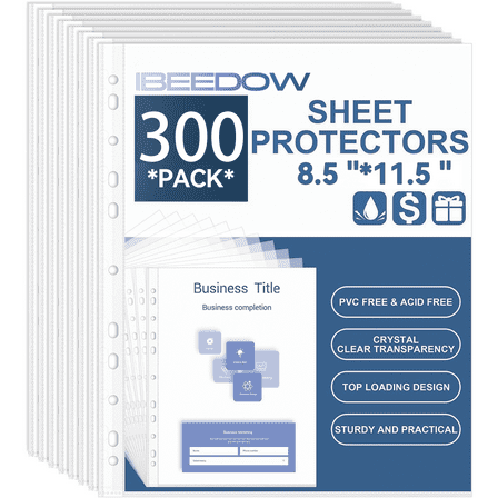 300 Pack Sheet Protectors 8.5 x 11 inch, Clear Plastic Page Protectors for 3 Ring Binder, Plastic Sleeves for Binders Documents Protectors