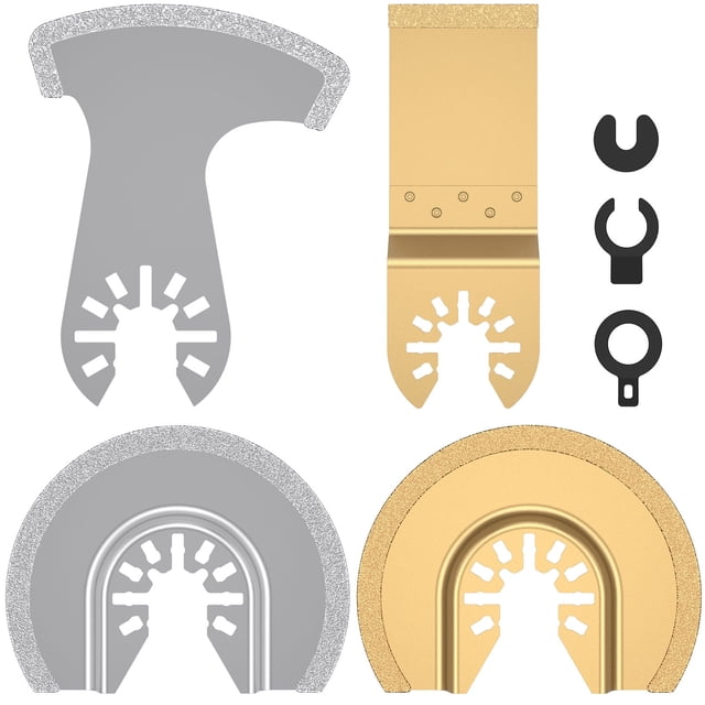 4Pcs Diamond Carbide Oscillating Saw Blade Set Quick Release Mixed Oscillating Multi Tool Blade Universal Semi Circle Boot Straight Cutting Oscillating Tool Blade for Tile Grout-4pcs-