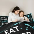 thumbnail image 4 of jejeloiu Cheerleader Theme Twin Bedding Sets 7-Piece,Cheer Dancer Bedding Comforter Set,Blue Black Bling Sheet Sets For Children,Breathable Home Decor Reversible, 4 of 8