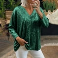 thumbnail image 7 of Busydd Sequin Tops for Women Trendy Loose V Neck Womens Tops Casual Comfortable Solid Color Women's Long Sleeve Tops L, 7 of 7
