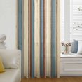 thumbnail image 6 of Aqua Beige Striped Sheer Curtains 45 Inches Long, Farmhouse Ethnic Tribe Light Filering Curtains, Breathable Simi Curtain Privacy Drapes for Kitchen Bathroom Lightweight Small Window Treatment, 6 of 9
