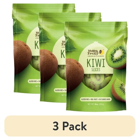 (3 pack) Nutty and Fruity Dried Kiwi Slices, 9 oz Bag