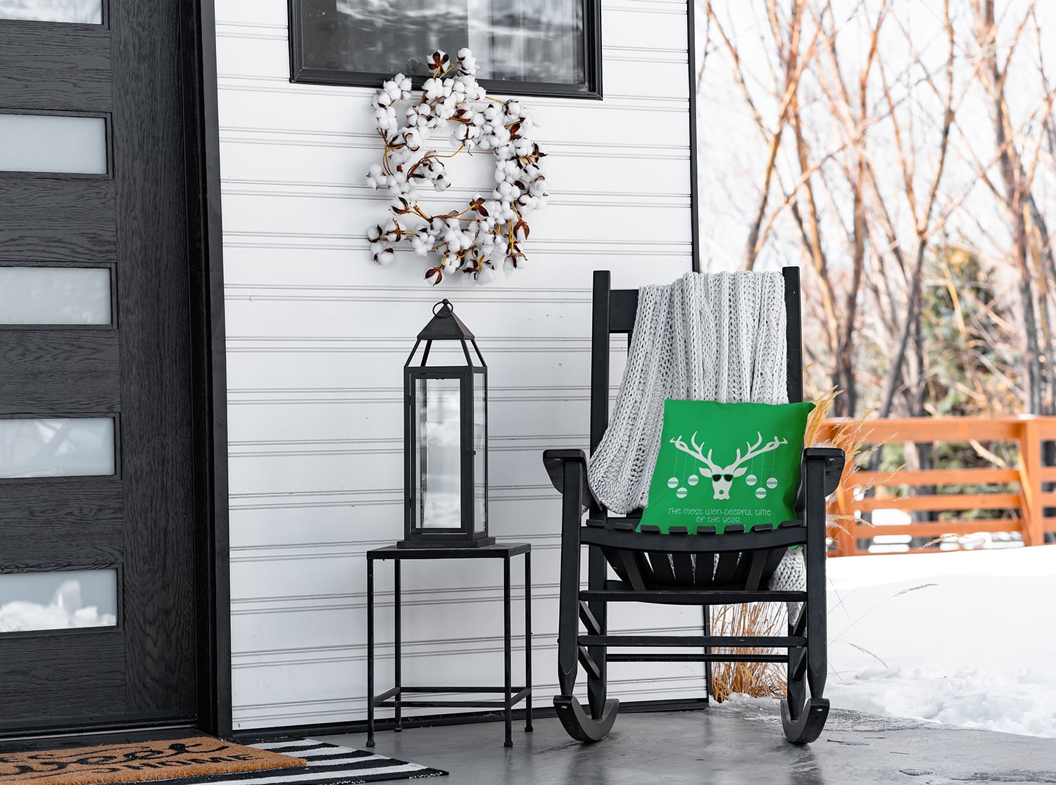 16" x 16" Simply Daisy Cool Christmas Deer Polyester Indoor/Outdoor Pillow, Bright Green Qty 1