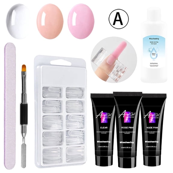 Nail Extension Gel Set - 15ml Double-ended Brush, Poly Gel Nail Kit, Crystal Extension Tools, Nail Model, DIY Manicure Supplies, Professional Salon & Home Use, Women, for Makeup Organizers