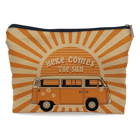 Bolsa de maquillaje Ayxvt Here Comes the Sun Hippie Bus Sunshine