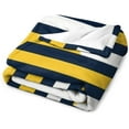 thumbnail image 3 of Blanket Yellow and Navy Blue Nautical Stripe Soft Throw Blanket Modern Luxurious Warm and Cozy for Couch Sofa Bed Office Gift for Valentine Mother Father Couple 50"x60" Suitable for All Season, 3 of 6