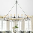 thumbnail image 4 of Warehouse of Tiffany Liam Chrome 48-inch Round Wagon Wheel 24-light Chandelier, 4 of 6