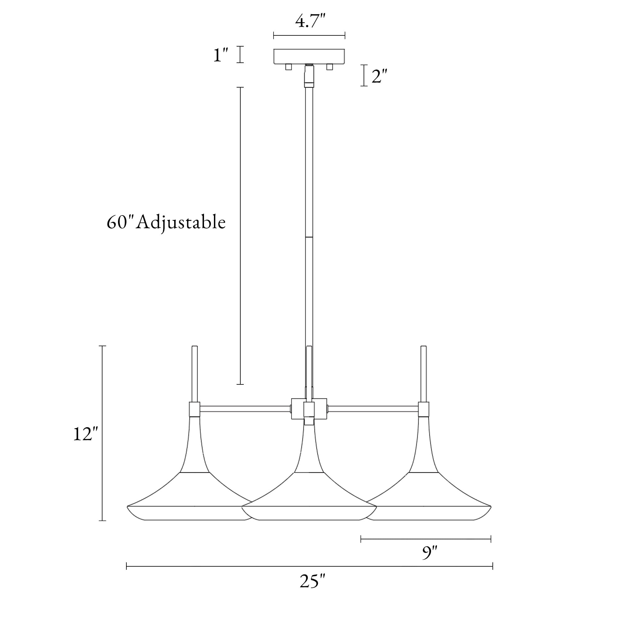 LNC Phapricornus 3-Light Matte Black Modern/Contemporary Led Chandelier