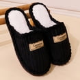 thumbnail image 4 of Kopltyrfg Women's Comfy Scuff Slippers Soft Striped Terry Cloth Memory Foam Home House Shoe |Black 44, 4 of 5
