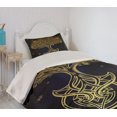 thumbnail image 2 of Ambesonne Tribal Quilted Coverlet 2 Pcs, Night Stars Abstract, Twin Size, Dark Blue Yellow, 2 of 5
