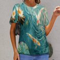 thumbnail image 6 of Lucky Koi Fish Lotus Leaf Women's T-Shirt Short Sleeve T Shirts Tops Tee Ladies Loose T, 6 of 6