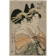 thumbnail image 2 of Kitagawa Utamaro 14x18 Black Ornate Wood Framed Double Matted Museum Art Print Titled - The Courtesans Kasugano and Utahama of Tamaya (From the Series a Mirror of Courtesans of the Gree, 2 of 5