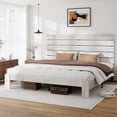 thumbnail image 2 of Wooden King Bed Frame with 49.9" Tall Headboard, Rustic Farmhouse Platform Bedframe with Wood Slat Support, No Box Spring Needed, Sturdy and Noise Free, Easy Assembly, White, 2 of 10