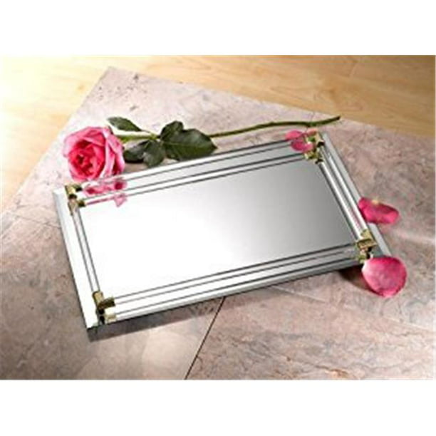Studiohome 62862 Fine Mirror Tray, Mirror Perfume Tray Rose Gold
