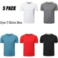 thumbnail image 5 of Mens Short Sleeve Crew Neck Gym T Shirt Running Tops Mens Breathable Moisture Wicking Active Workout Shirts, 5 of 7