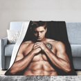 thumbnail image 4 of Soft Plush Throw Blanket Dean Winchester Jensen Ackles Fleece Blankets for Sofa Bed Travel 60"x50", 4 of 7