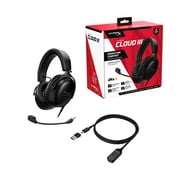 HyperX Cloud III – Wired Gaming Headset, PC, PS5, Xbox Series X|S, Angled 53mm Drivers, DTS, Memory Foam, Durable Frame, Ultra-Clear 10mm Mic, USB-C, USB-A, 3.5mm – Black