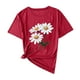thumbnail image 3 of Camisas de Manga Corta para las Mujeres Moda Casual Impresión Cuello Redondo Suéter Tee Blusas, 3 of 3