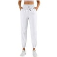 thumbnail image 2 of ClodeEU Women's High Waisted Jogger Pants, Loose Fit Casual Sweatpants with Drawstring Ankle Cuffs for Summer White,Womens Plus XXL, 2 of 5