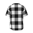 thumbnail image 6 of Lsque White And Black Plaid print Men's Cuban Collar Short Sleeve Shirt Summer Beachwear Casual Button Down Fashionable Vacation Leisure Shirt-3X-Large, 6 of 7