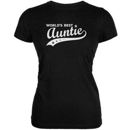 World's Best Auntie Black Juniors Soft T-Shirt (Best Soft T Shirts)