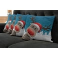 thumbnail image 5 of Ambesonne Christmas Throw Pillow Cover 4 Pack, Noel Fun Cartoon, 24", Red Brown Navy, 5 of 5