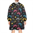 thumbnail image 2 of Wearable Oversized Blanket,Blue Controllers Games Icons Black Pattern Wearable Blanket Hoodie for Adults,Cozy Hooded Blankets with Super Pockets,Super Warm Fuzzy Pullover for Women & Men, 2 of 6