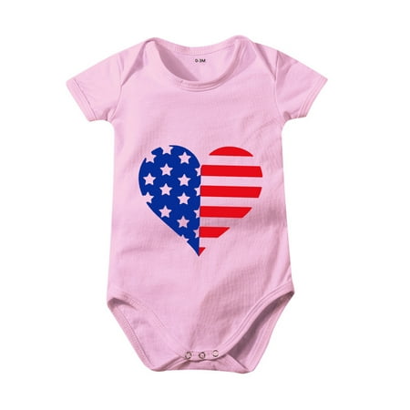 

Baby Girls Bodysuits Toddler Kids 4Th Of July Love Prints Short Sleeve Independence Day Romper Jumpsuit Cloths