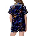 thumbnail image 5 of KPOPLK Girls Short Sleeve Halloween Pajamas Set for Kids Cute Print Collared Tops and Shorts Pjs Set Satin Silk Lightweight Kids Halloween 2 Pieces Outift,Size 4-5 Years, 5 of 5