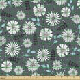 thumbnail image 2 of Ambesonne Retro Fabric by the Yard Upholstery, Flowers Splashes Leaves Art, 1 Yard, Pale Sky Blue and Plum, 2 of 5
