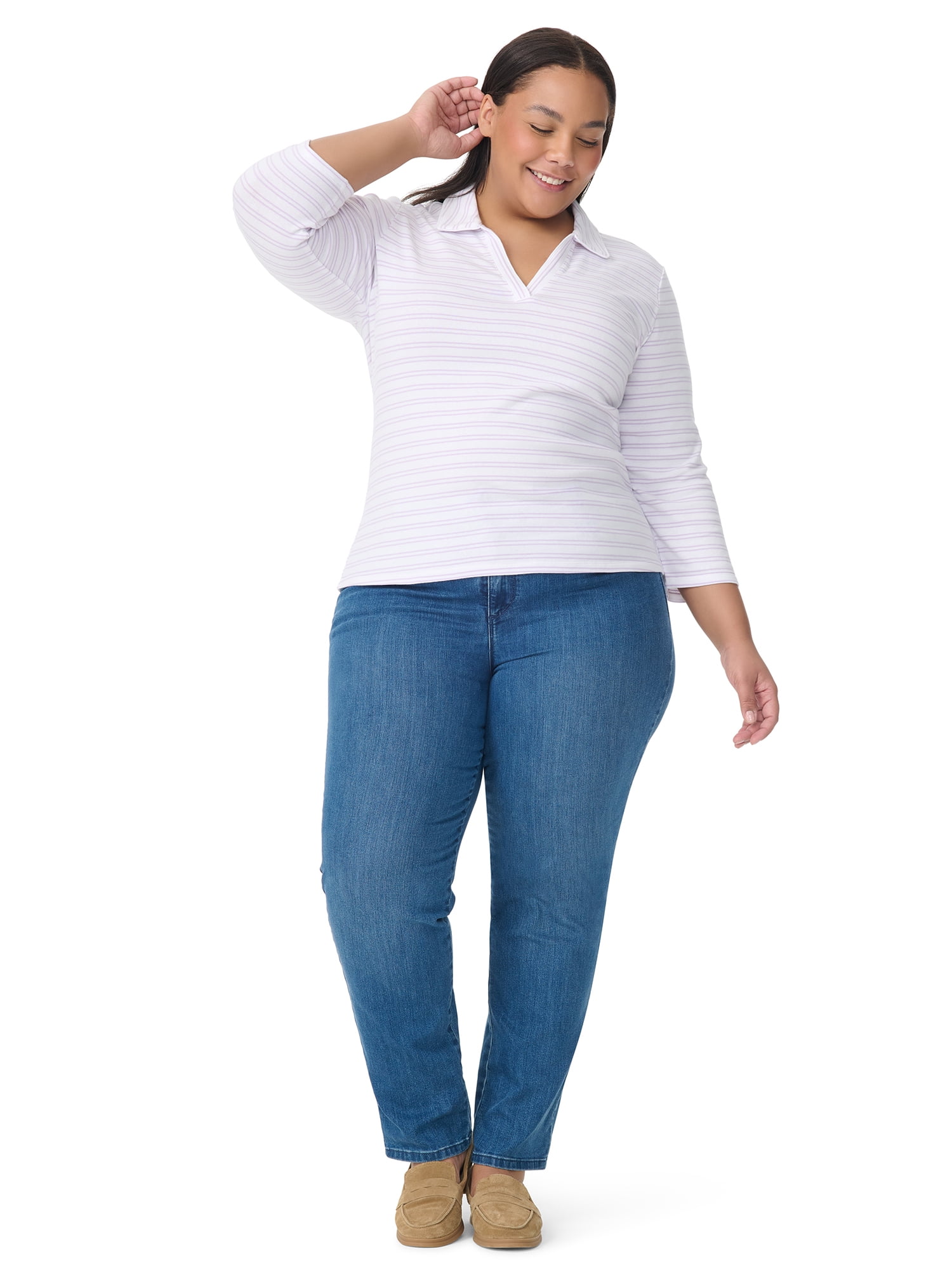 Gloria Vanderbilt Swan Series Women's Plus Popover Knit Top, Sizes 0X-4X