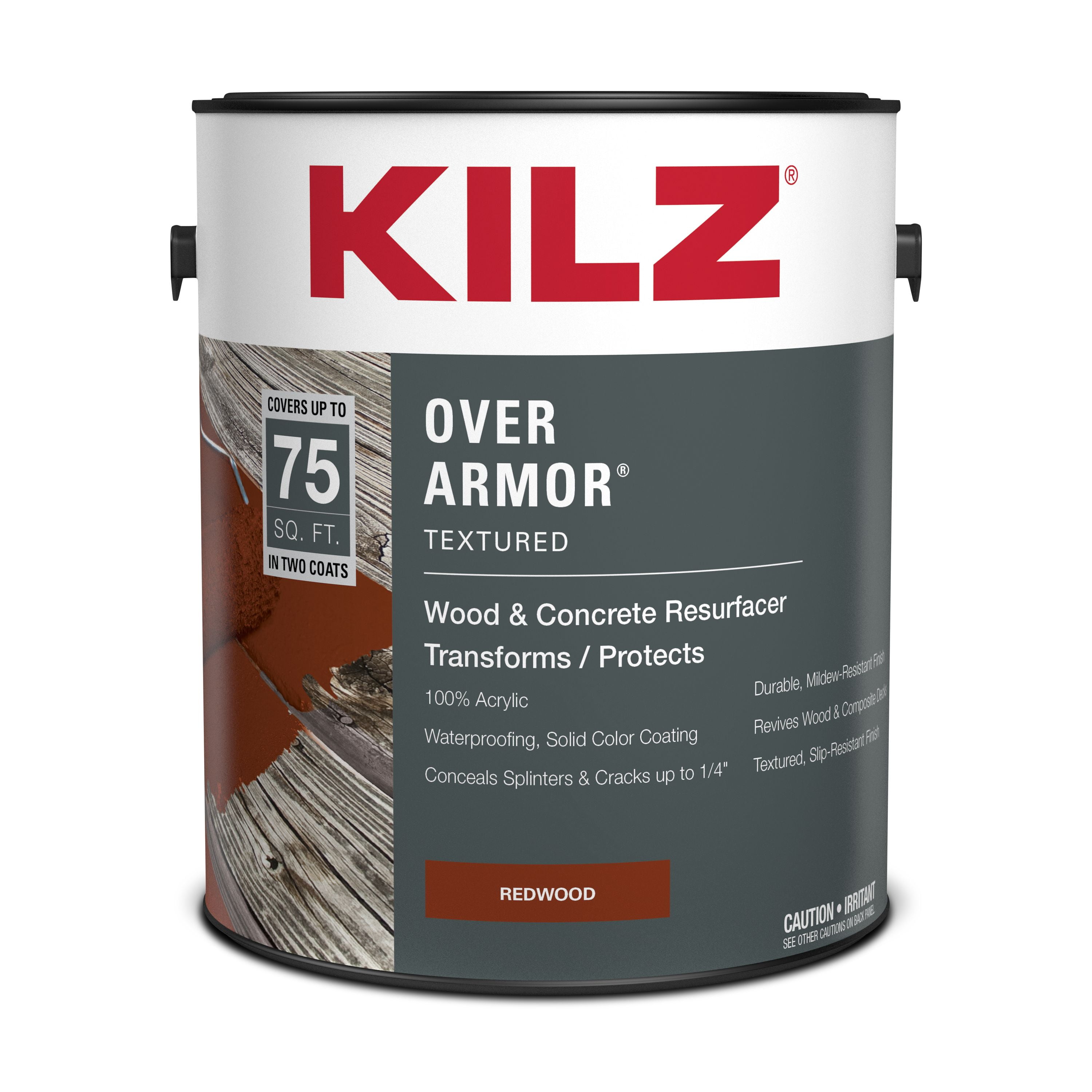 KILZ Over Armor Wood & Concrete Resurfacer, Exterior, Textured, Redwood, 1 Gallon