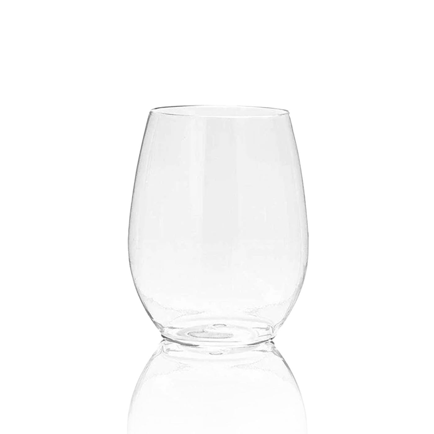 Smarty 12 oz. Clear Elegant Stemless Disposable Plastic Wine Glasses 64ct