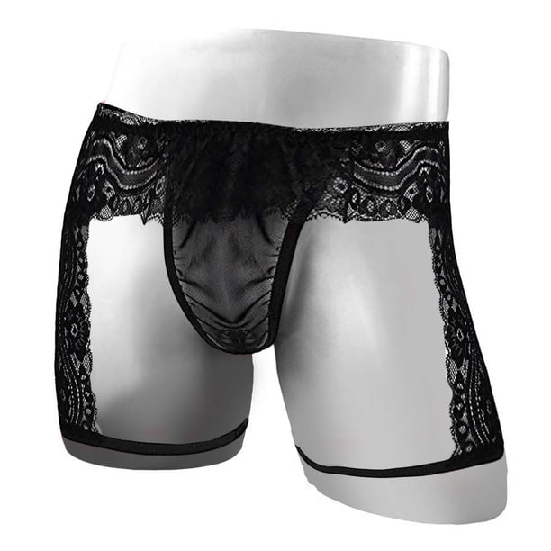 Calzones Para Hombre, Ropa Interior De Algodón Con Encaje, Estilo Informal, Seductor, Con Bolsa Y Polaina Plana.