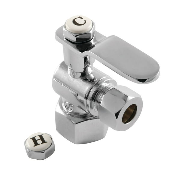 Kingston Brass CA4310CP 1/2" FIP x 3/8" OD Comp Quarter-Turn Angle Stop Valve, Polished Chrome