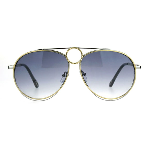 Unisex Ring Jewel Luxury Designer Fashion Pilots Metal Rim Sunglasses Gold Silver Smoke