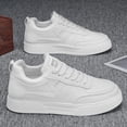 thumbnail image 2 of Men's Classic White Lace-Up Casual Trainers - PU Upper, Durable PVC Sole, Comfortable Insole, Outdoor Ready Footwear for Office & Gym, Easy-to-Clean Training Shoes, Walking Shoes, Sports Shoes, 2 of 3