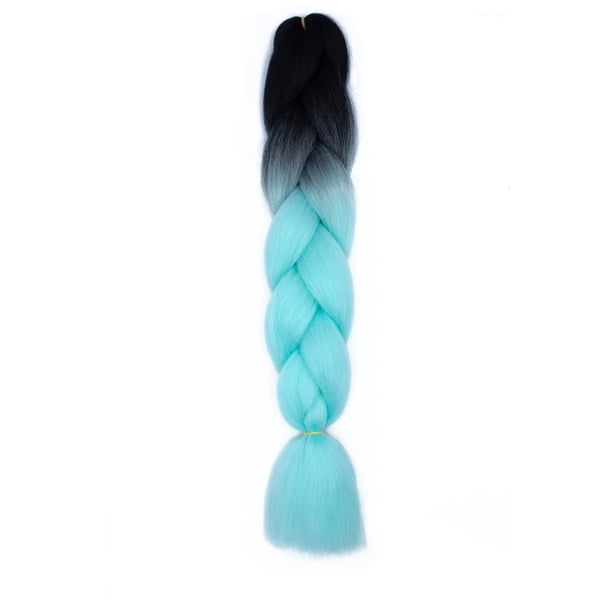 Zhuge Extensiones de cabello trenzado para mujeres, 3 paquetes de 100 g/paquete, 24 pulgadas, de negro a azul cielo oscuro